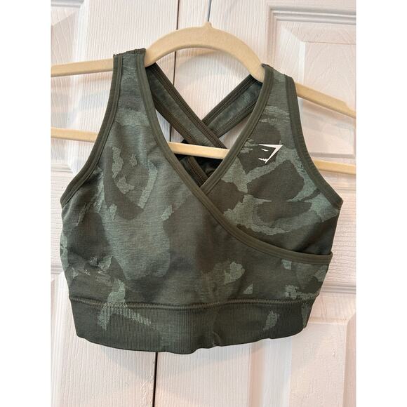 Gymshark Adapt Camo Seamless Sports Bra Green Size Small - Picture 5 of 6
